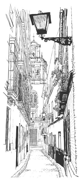 这是西班牙塞维利亚老城的一条街道图片下载