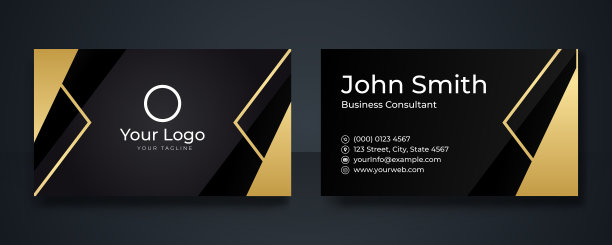 黑色和金色高级豪华名片设计。专业的名片模板。优雅的抽象卡片模板完美为您的控股公司。矢量设计模板集图片下载