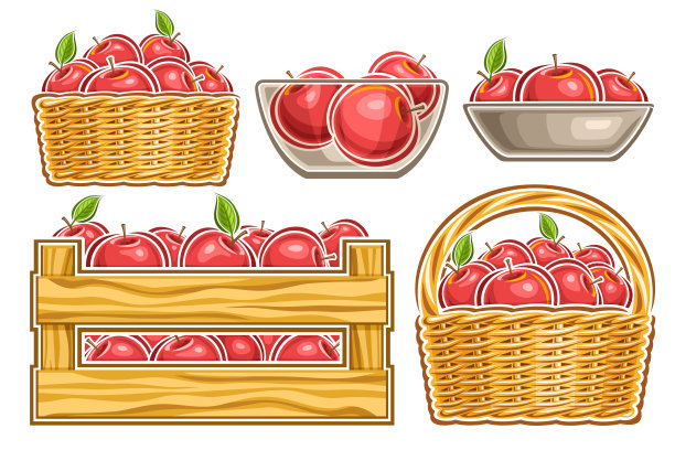 红苹果向量集图片下载