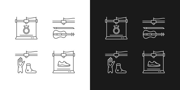 构建3d对象处理设置为黑暗和光明模式的线性图标图片下载