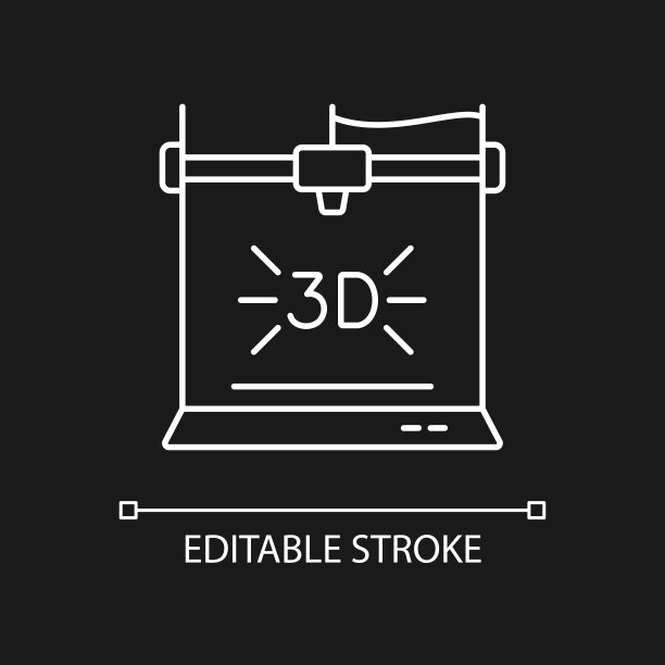 3d打印机黑色主题白色线性图标图片下载