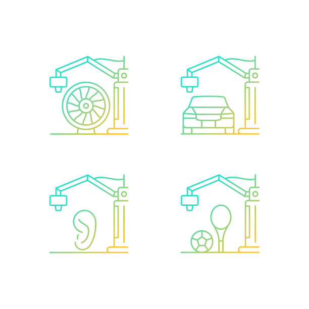 制造工艺梯度线性矢量图标集图片下载