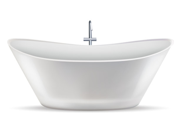逼真的详细3d现代白浴。向量图片下载