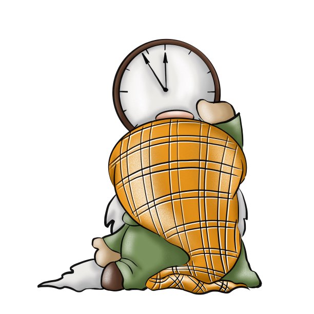 可爱的侏儒戴着侏儒帽，数着分钟等待新年的到来。图片下载