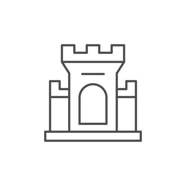 城堡或堡垒线轮廓图标图片下载