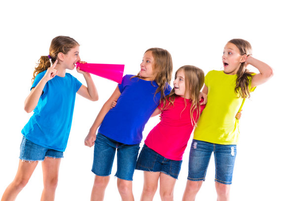 扩音器领袖，小女孩，大喊大叫的朋友图片下载