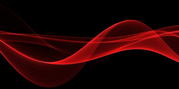 黑色背景上的抽象红色波浪图片下载