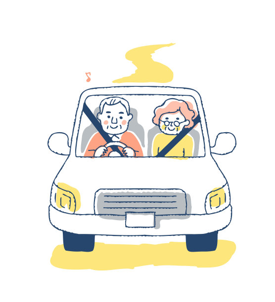 一对老夫妇正在开车兜风图片下载
