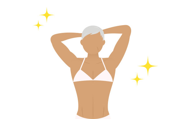 健身女老人双手放在脑后摆姿势图片下载