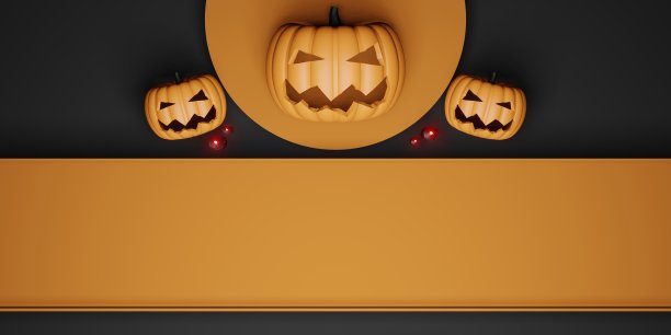 万圣节背景南瓜和蜡烛3D插图图片下载