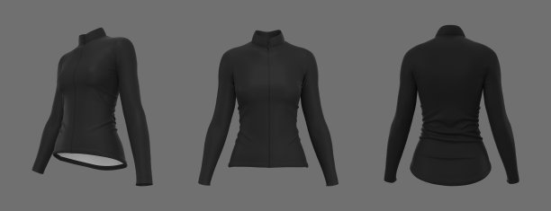 妇女的自行车运动衫在前面，侧面和后面的模型图片下载