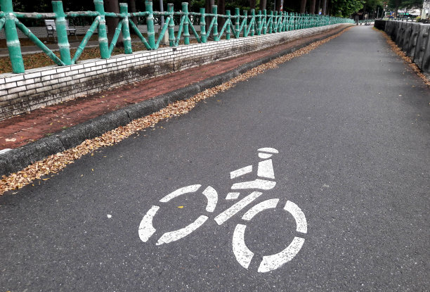 红砖人行道和自行车道图片下载