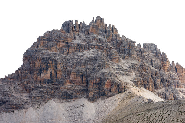 帕特恩科菲尔山或帕特诺山孤立在白色背景上的山峰-意大利阿尔卑斯山脉Sesto Dolomites图片下载