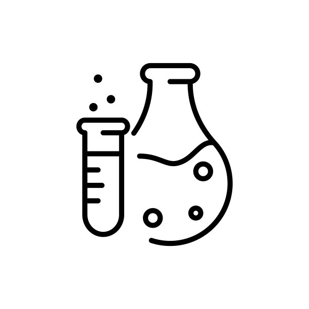 科学研究实验室实验图标。行化学灯泡标志、医用生物烧瓶设备。矢量图图片下载