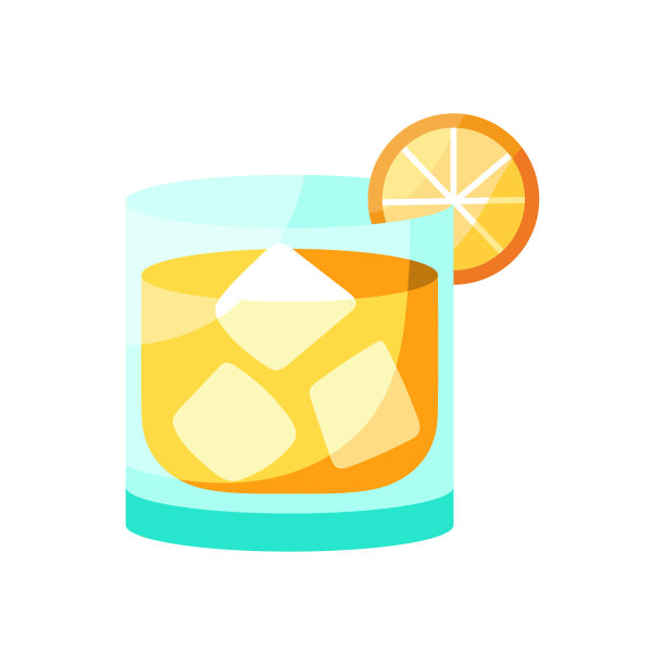 孤立的热带鸡尾酒图标与柠檬图片下载