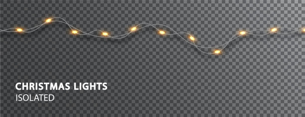 圣诞灯孤立。光了花环。用于装饰节日设计的圣诞装饰品。图片下载