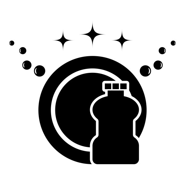 概念干净的盘子擦洗图标黑色矢量插图平面风格的图像图片下载