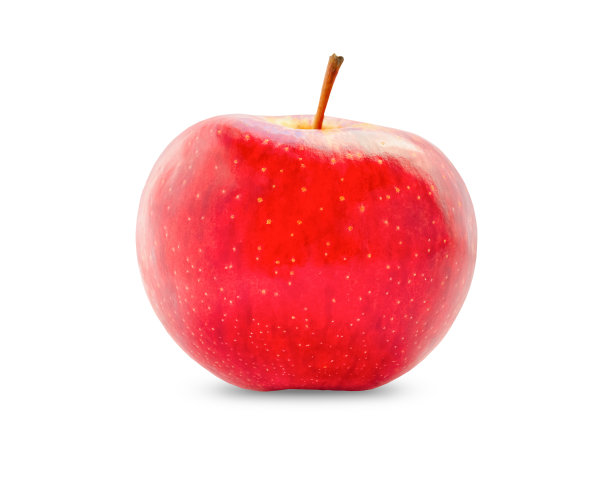 一个红苹果在白色背景下，苹果孤立图片下载