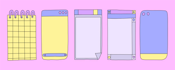 收集八九十年代风格的社交媒体故事模板软件操作系统窗口。对话框栏面板。用户界面元素，UI和UX。怀旧的迷幻氛围图片下载