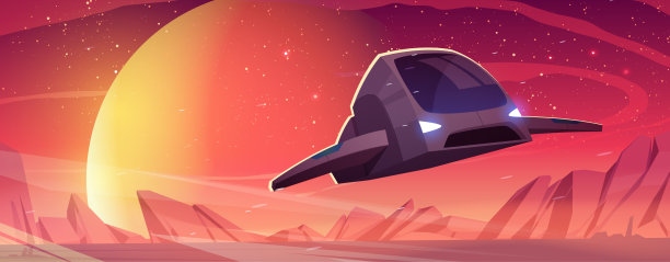 宇宙飞船在外星表面飞行图片下载