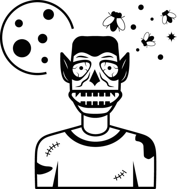 愤怒的血腥眼睛尖牙概念，大牙齿面具矢量图标设计，万圣节服装符号，节日庆祝面具标志，可怕的怪物人物股票插图图片下载