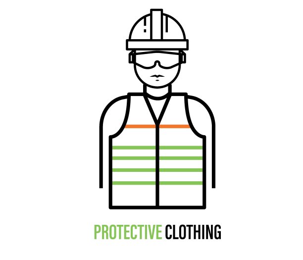 工人个人防护服和安全图标在白色背景。图片下载