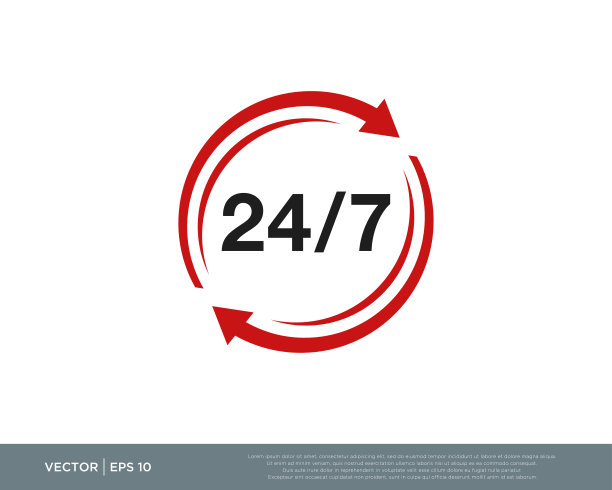 24/7小时图标矢量设计编辑可调整大小EPS 10图片下载