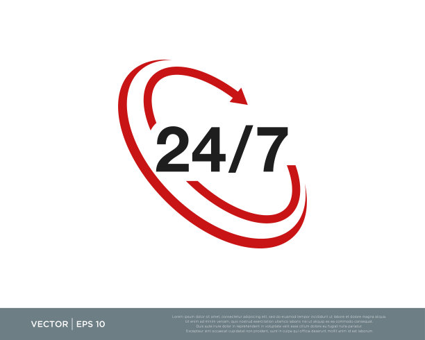 24/7小时图标矢量设计编辑可调整大小EPS 10图片下载