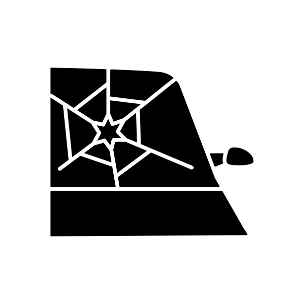 破碎的汽车玻璃黑色字形图标图片下载