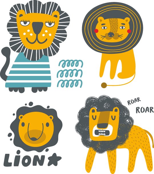 北欧海报狮子套用于儿童房间的装饰和装饰。图片下载