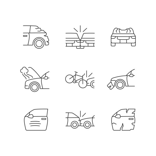 道路交通事故线性图标设置图片下载