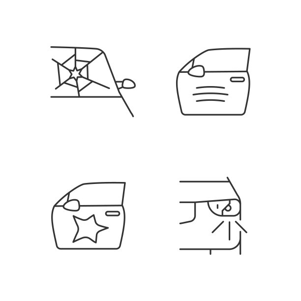 汽车事故类型线性图标设置图片下载