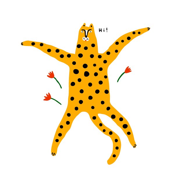 可爱浪漫的非洲花豹。矢量插图的野生动物在白色的背景。涂鸦风格的卡通哺乳动物。图片下载