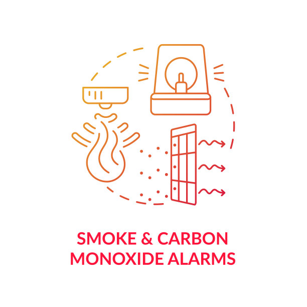 烟雾和一氧化碳报警器蓝色渐变概念图标图片下载