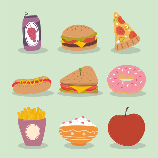 不健康食品与健康图片下载