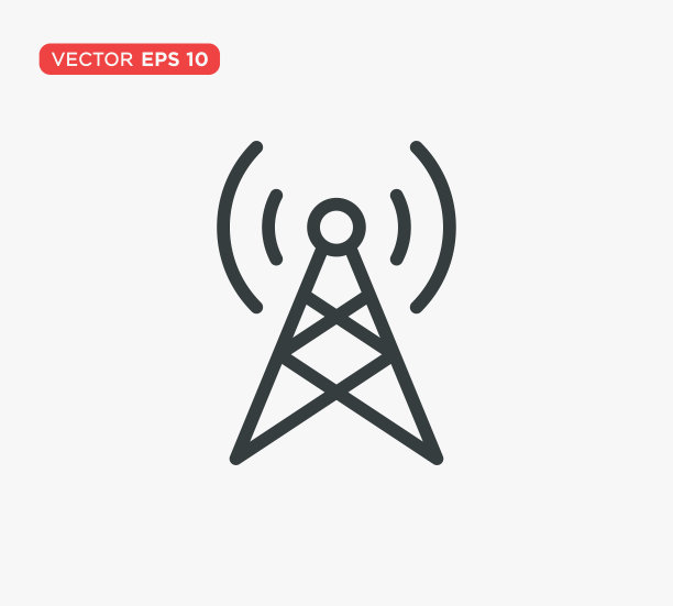 发射机天线信号图标矢量插图设计编辑可调整大小EPS 10图片下载