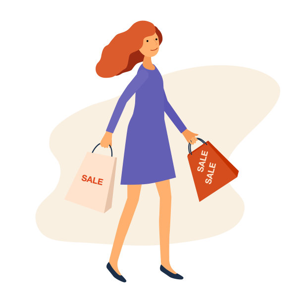 有购买的女孩。平风格说明图片下载