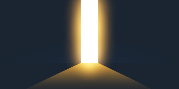 黑暗的房间，墙壁，隧道与明亮的光的开口间隙图片下载