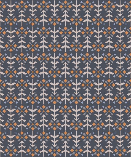 无缝的图案与冷杉和花卉在斯堪的纳维亚的民间风格。图片下载