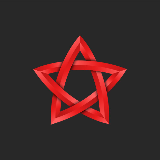 红星标志3D形状，尖五角星几何形状从梯度面线与阴影，青年创意印在t恤。图片下载