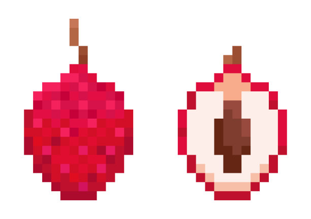 像素艺术荔枝矢量插图。图片下载