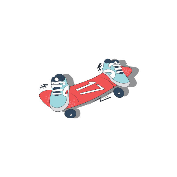 风格化的滑板颜色图标。图片下载