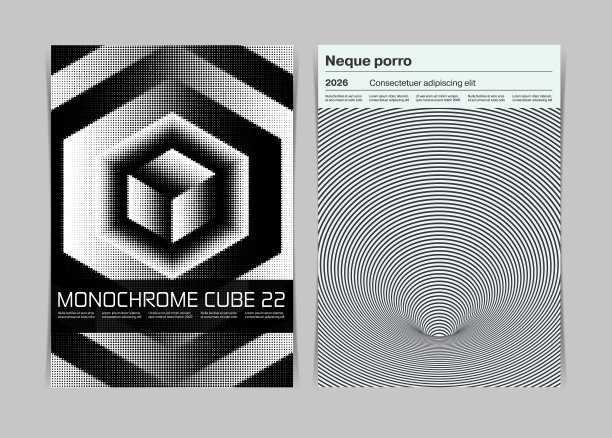 抽象几何合成传单模板集。矢量插图。图片下载