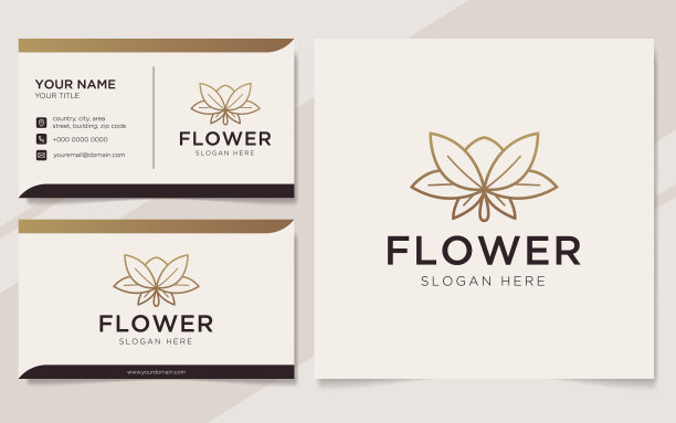 豪华花卉标志和名片模板图片下载