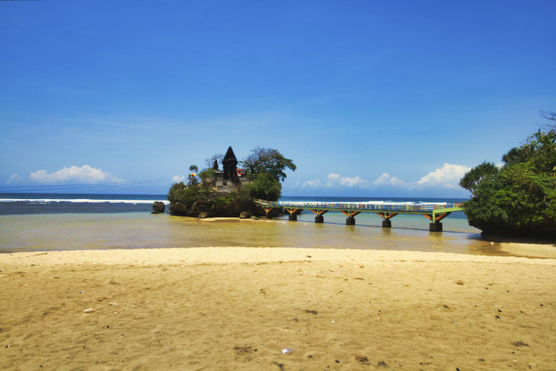 Balekambang海滩的寺庙图片下载