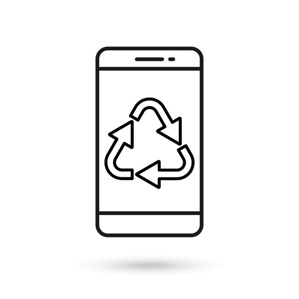 手机平面设计与回收标志。图片下载