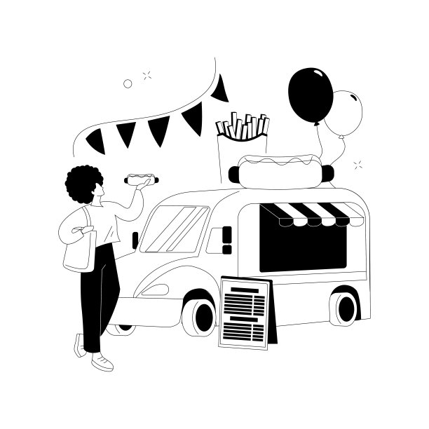 街头美食节抽象概念矢量插图。图片下载