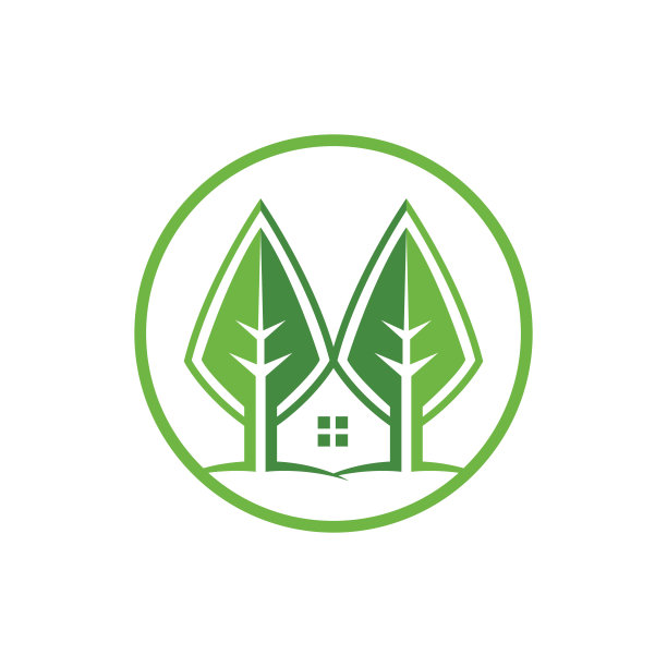 树屋标志设计。生态住宅矢量设计模板。图片下载