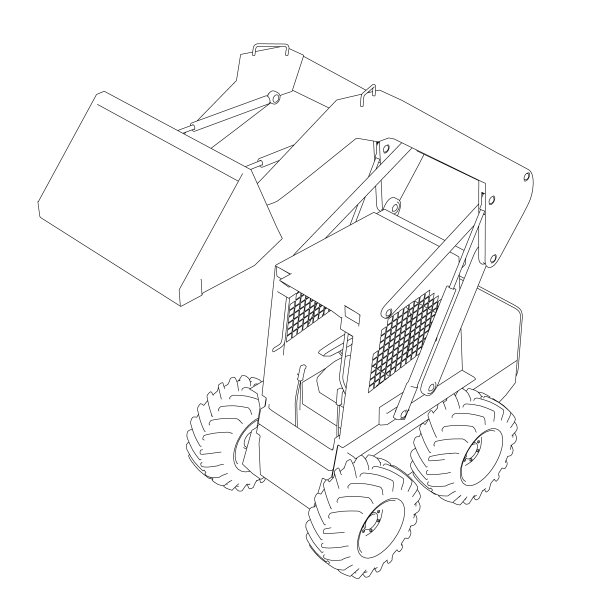 一辆小型叉车的轮廓线由黑色线孤立在白色背景上。等距视图。矢量图图片下载