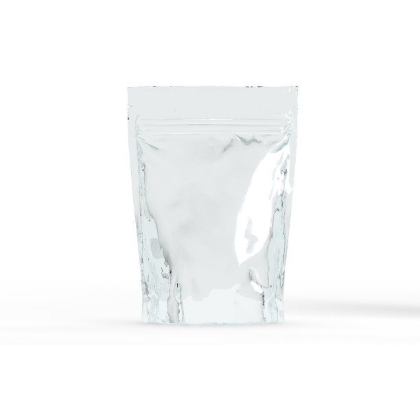 透明塑料doypack立包装袋与拉链在白色背景图片下载